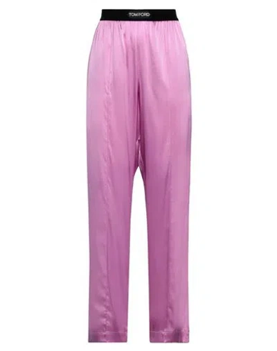 Tom Ford Silk Trouser With Velvet Waistband In Pink