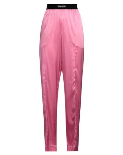 Tom Ford Jacquard-trimmed Stretch-silk Satin Wide-leg Pants In Pink