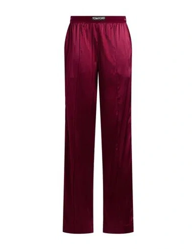 Tom Ford Woman Pants Plum Size L Silk, Elastane In Burgundy
