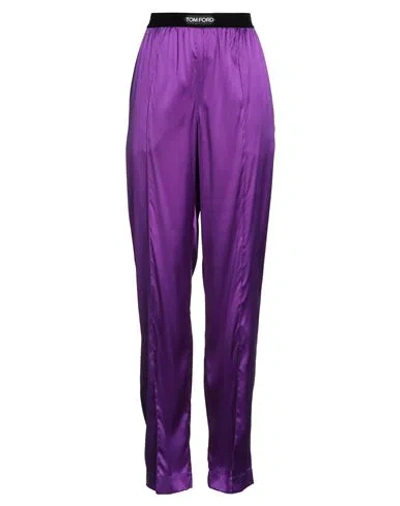 Tom Ford Woman Pants Purple Size Xl Silk, Elastane