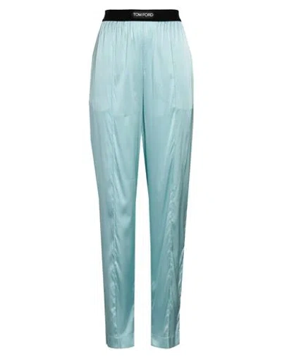 Tom Ford Woman Pants Turquoise Size L Silk, Elastane, Polyamide In Blue