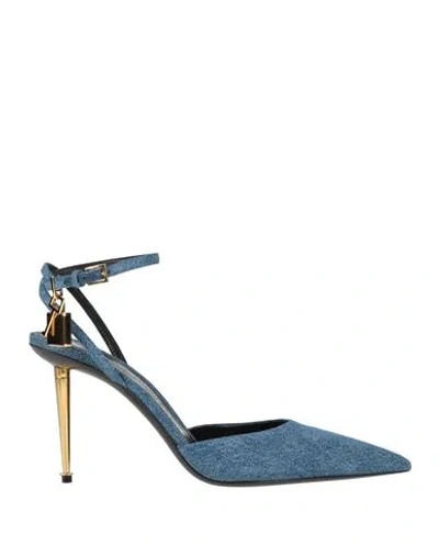 Tom Ford Woman Pumps Azure Size 5 Cotton, Brass, Zamak In Multi