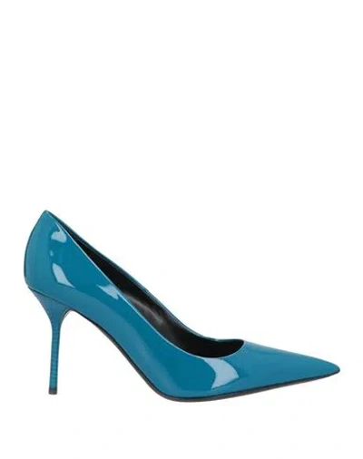 Tom Ford Woman Pumps Azure Size 6 Calfskin, Brass In Blue