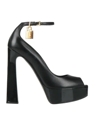 Tom Ford Lock Calfskin Ankle-strap Pumps In Black