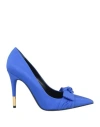 Tom Ford Woman Pumps Blue Size 8 Viscose, Silk, Brass