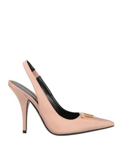 Tom Ford Woman Pumps Blush Size 8 Leather, Silk, Viscose, Brass In Pink