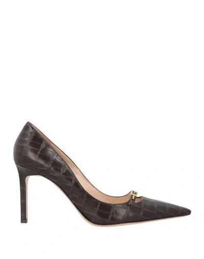 Tom Ford Woman Pumps Dark Brown Size 10 Goat Skin, Brass