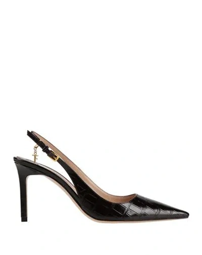 Tom Ford Woman Pumps Dark Brown Size 6 Goat Skin, Brass In Black