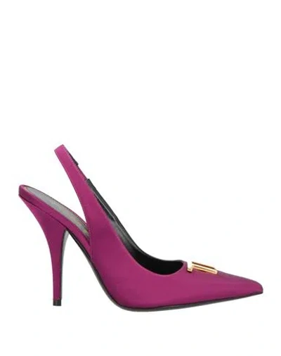 Tom Ford Woman Pumps Mauve Size 8 Leather, Silk, Viscose, Brass In Purple