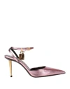 Tom Ford Woman Pumps Pink Size 8 Calfskin, Steel, Zamak, Brass In Pink
