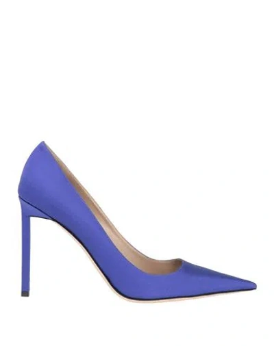 Tom Ford Woman Pumps Purple Size 8.5 Viscose, Silk In Blue