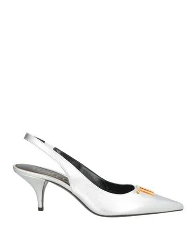 Tom Ford Woman Pumps Silver Size 7 Sheepskin In White