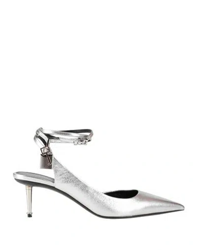 Tom Ford Woman Pumps Silver Size 8 Sheepskin, Metal, Brass, Zamak