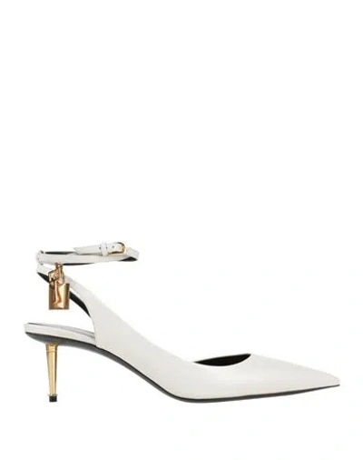 Tom Ford Woman Pumps White Size 5.5 Goat Skin, Zamak, Brass