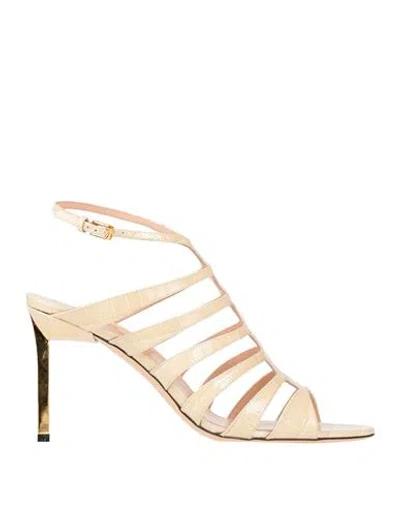 Tom Ford Woman Sandals Beige Size 8 Goat Skin, Brass In Multi