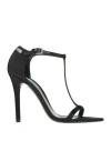 Tom Ford Satin Crystal T-strap Stiletto Sandals In Black