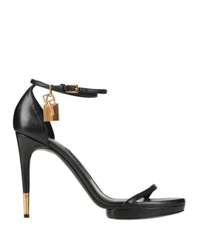 Tom Ford Woman Sandals Black Size 6 Calfskin, Brass