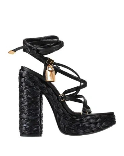 Tom Ford Black Maxi Rope Platform Sandals In 1n001 Black