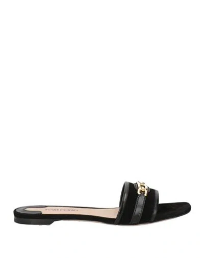 Tom Ford Woman Sandals Black Size 7.5 Goat Skin, Brass