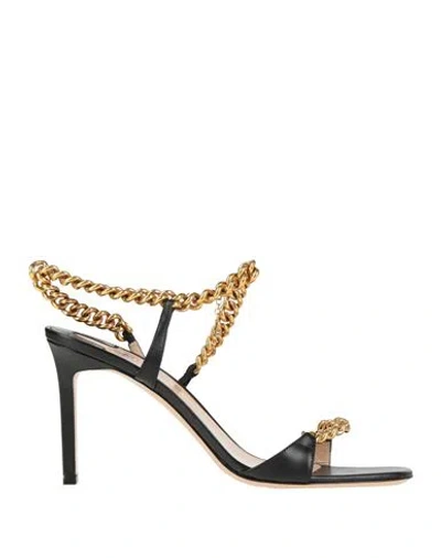 Tom Ford Woman Sandals Black Size 8 Goat Skin, Brass