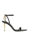 Tom Ford Leather Padlock Sandals In Black