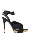 Tom Ford Women's Pleated Satin Ankle-wrap Platform Sandals In Black