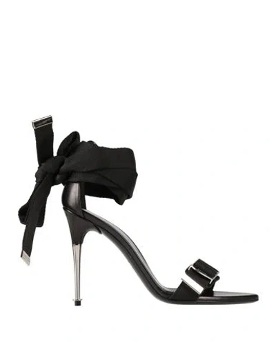 Tom Ford Woman Sandals Black Size 8 Sheepskin, Textile Fibers