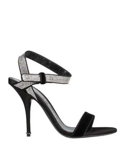 Tom Ford Woman Sandals Black Size 8 Viscose, Silk, Glass