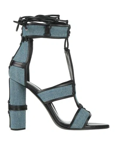 Tom Ford Woman Sandals Blue Size 8 Leather, Textile Fibers