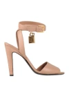 Tom Ford Woman Sandals Blush Size 7 Calfskin, Brass In Pink