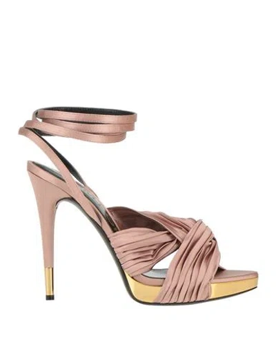 Tom Ford Woman Sandals Blush Size 8 Polyester, Steel In Pink