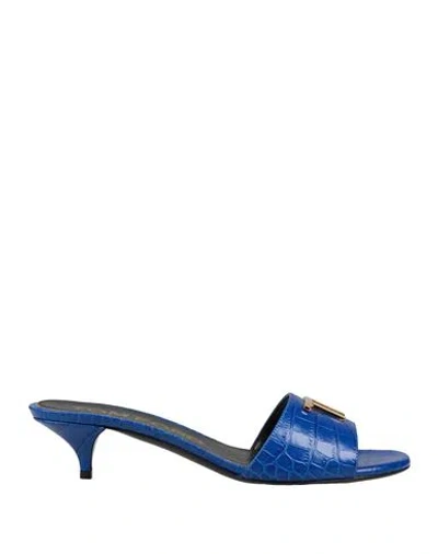 Tom Ford Woman Sandals Bright Blue Size 7 Calfskin