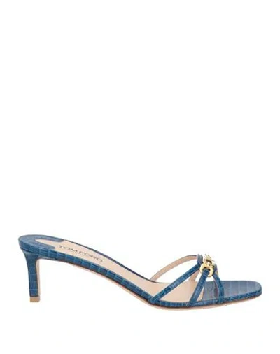 Tom Ford Woman Sandals Bright Blue Size 8 Calfskin
