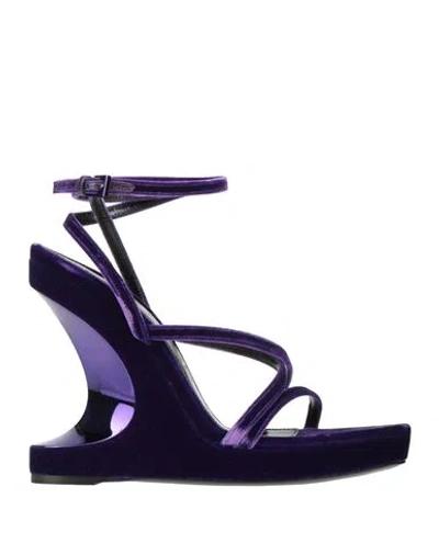 Tom Ford Woman Sandals Dark Purple Size 8 Viscose, Plastic, Brass