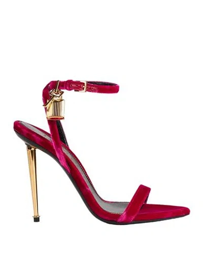 Tom Ford Woman Sandals Fuchsia Size 8 Viscose, Steel, Zamak In Pink