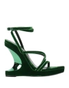 Tom Ford Woman Sandals Green Size 5 Viscose, Plastic, Brass, Leather