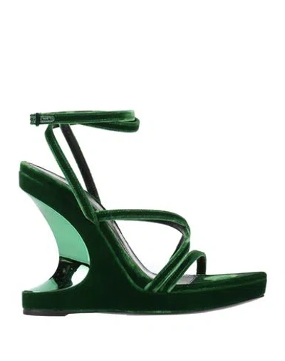 Tom Ford Woman Sandals Green Size 5 Viscose, Plastic, Brass, Leather