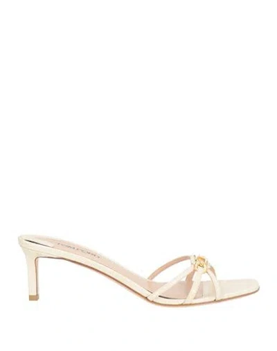 Tom Ford Woman Sandals Ivory Size 7 Goat Skin In Neutral