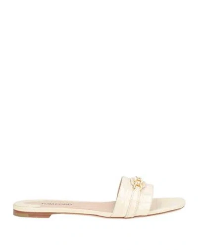 Tom Ford Woman Sandals Ivory Size 7 Goat Skin In Neutral
