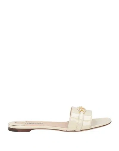 Tom Ford Woman Sandals Ivory Size 9 Calfskin In White