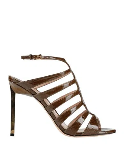 Tom Ford Woman Sandals Khaki Size 6 Goat Skin In Nude