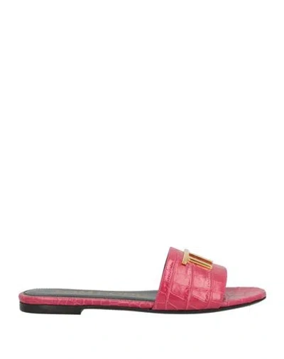 Tom Ford Woman Sandals Magenta Size 6 Calfskin In Purple