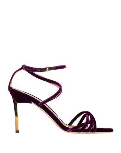 Tom Ford Woman Sandals Black Size 6 Viscose In Purple