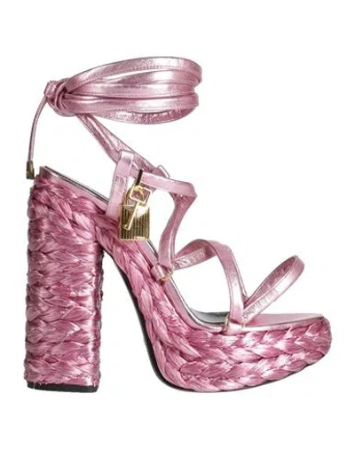 Tom Ford Woman Sandals Pink Size 8 Sheepskin