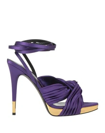 Tom Ford Woman Sandals Purple Size 6 Polyester, Steel
