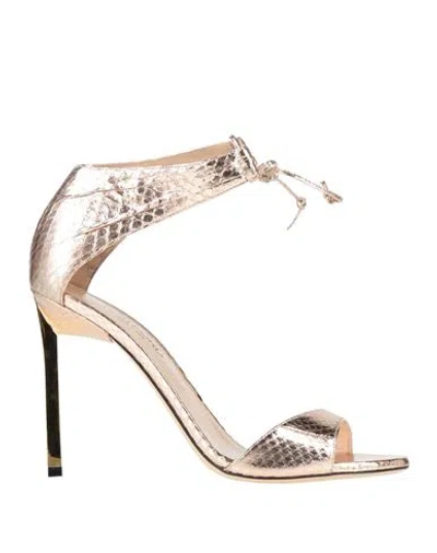 Tom Ford Woman Sandals Rose Gold Size 7 Calfskin In Neutral