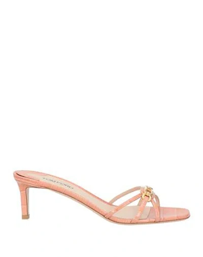 Tom Ford Woman Sandals Salmon Pink Size 7.5 Goat Skin