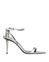 Tom Ford Silver Heels With Ankle Strap In Silver