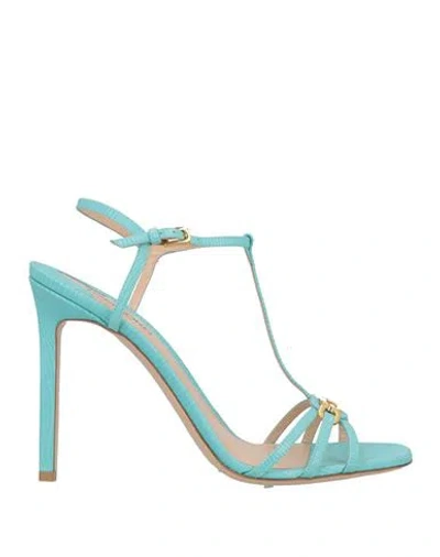 Tom Ford Woman Sandals Turquoise Size 7 Calfskin In Blue