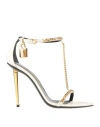 Tom Ford Woman Sandals White Size 12 Goat Skin, Aluminum, Zamak, Brass